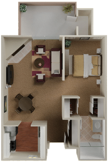 Floor plan for studio, 1 bath, 510 sqft